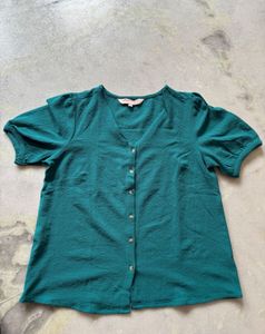 Green Button-Up Top