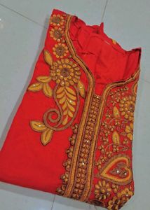 Elegant Red Embroidered Kurta