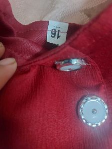 Cute Red Frock Set For 3-6Month Old Girl