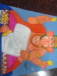 Art Work Of Ganesh Ji With Poster Colours