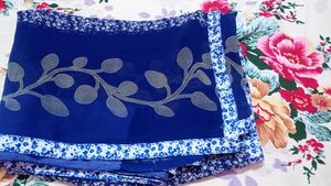 Elegant Blue Floral Saree 2