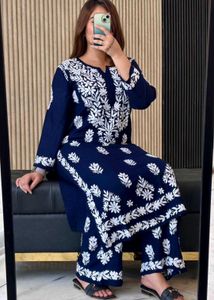 Lucknowi Chikankari Premium Rayon Plazo Set