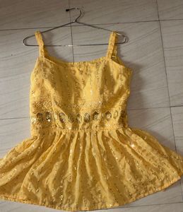 Yellow Embroidered Blouse & Lehenga