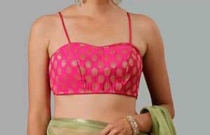 Padded Banarasi Backless Drawstring Blouse