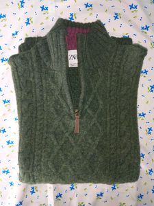 ZARA (original) PURL KNIT QUARTER-ZIP SWEATER
