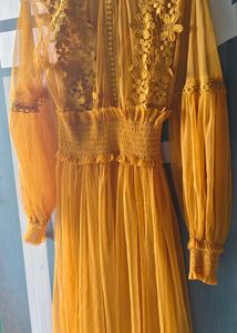 Elegant Yellow Lace Dress