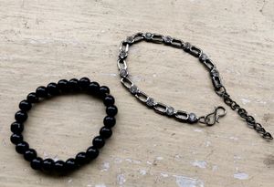 Combo Of 2 Bracelets Black And Silver