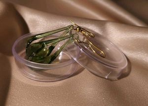 Green Glass Dangle Earrings