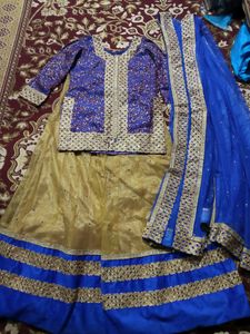 Blue And Golden Lehenga (Boutique Piece)