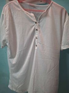 White Button-Down Tee