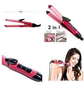 Pink 2-in-1 Hair Curler &amp; Straightener