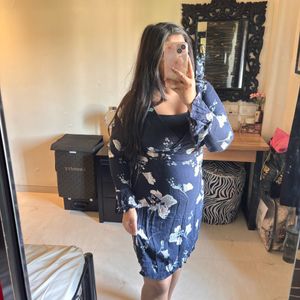 Navy Blue Floral Dress