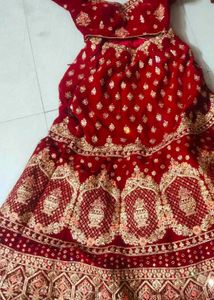 Velvet Lehenga Bridal self design for short bride