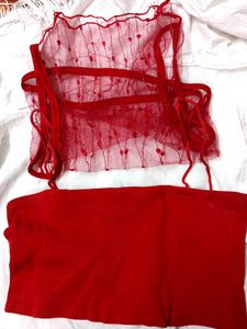 Red Tube Top &amp; Lace Overlay Set