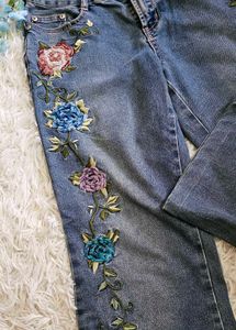 Embroidered Floral Jeans
