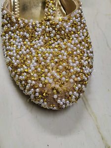 Elegant Gold Beaded Sandals