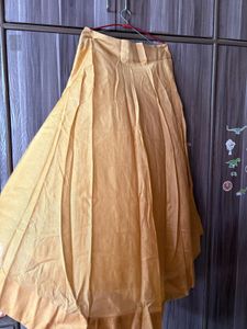 Gold Pleated Midi Skirt
