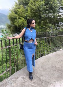 Denim Skirt & Vest Set