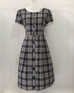 Plaid Dress with Lace Trim