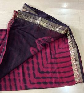 Maroon Tie-Dye Saree with Blouse