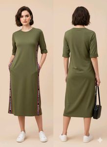 Olive Green ribbed winter dress