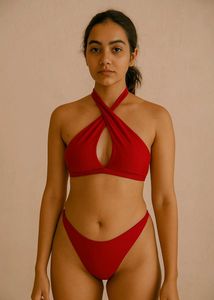 Red Crisscross Bikini Top &amp; Seamless Bottom