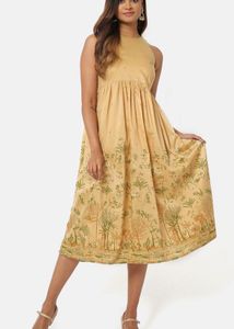 BRAND NEW | Beige Gold  Midi Dress