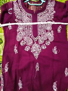 Chikankari Stitched Georgette Kurta With Inner