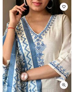 Women&#39;s Katha Cotton Kurta and Pant Set💙😍
