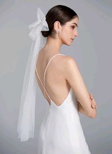 Long Bow Veil Clip For Women White Netted New