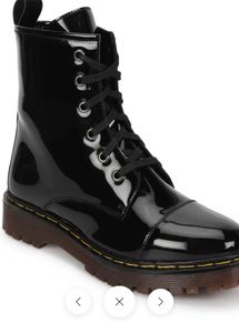 Truffle Collection Black Patent Combat Boots