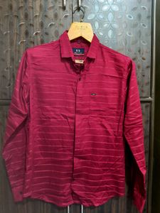 Maroon Striped Casual Shirt