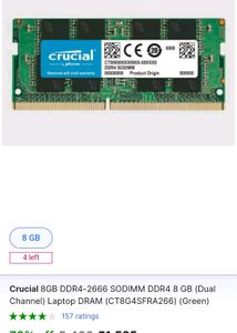 Crucial  8GB DDR4 Ram 2666