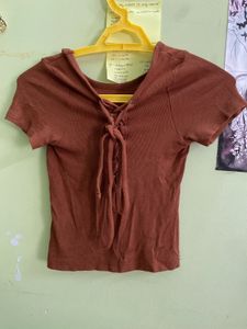 Ribbed Brown Tee