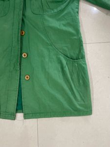 Green Hooded Casual Jacket