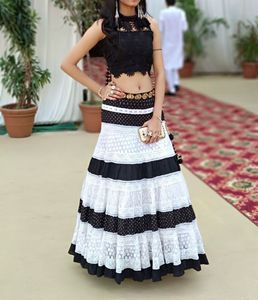 Black & White Tiered Lehenga Set