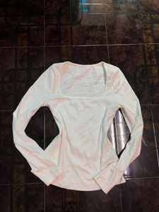 Deep Square Neck White Top