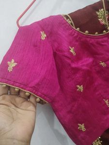 Embroidered Brick Maroon Colour Saree