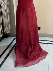 Maroon Tube Trail Gown