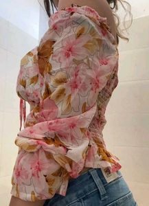 Floral Off-Shoulder Tie Top