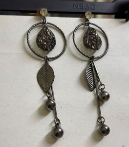 Oxidised Leaf Dangle Earrings