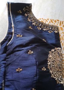 Embroidered Navy Blue Blouse