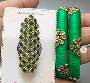 Beautiful Bangles With Saree Pin