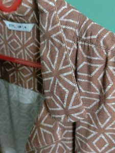 Brown Geometric Print Shirt