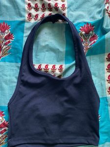 SHEIN Navy Halter Crop Top size S
