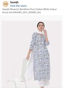 Saanjh White Floral Printed Straight Kurta