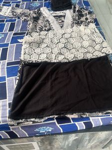 stylish trendyblack and white kurta