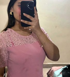 Pink Lace Detail Dress
