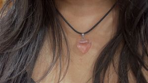 Pink Heart Pendant With Black Necklace ✨