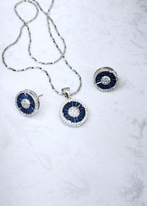 Pure Silver Hallmarked Pendent Chain Earings Set